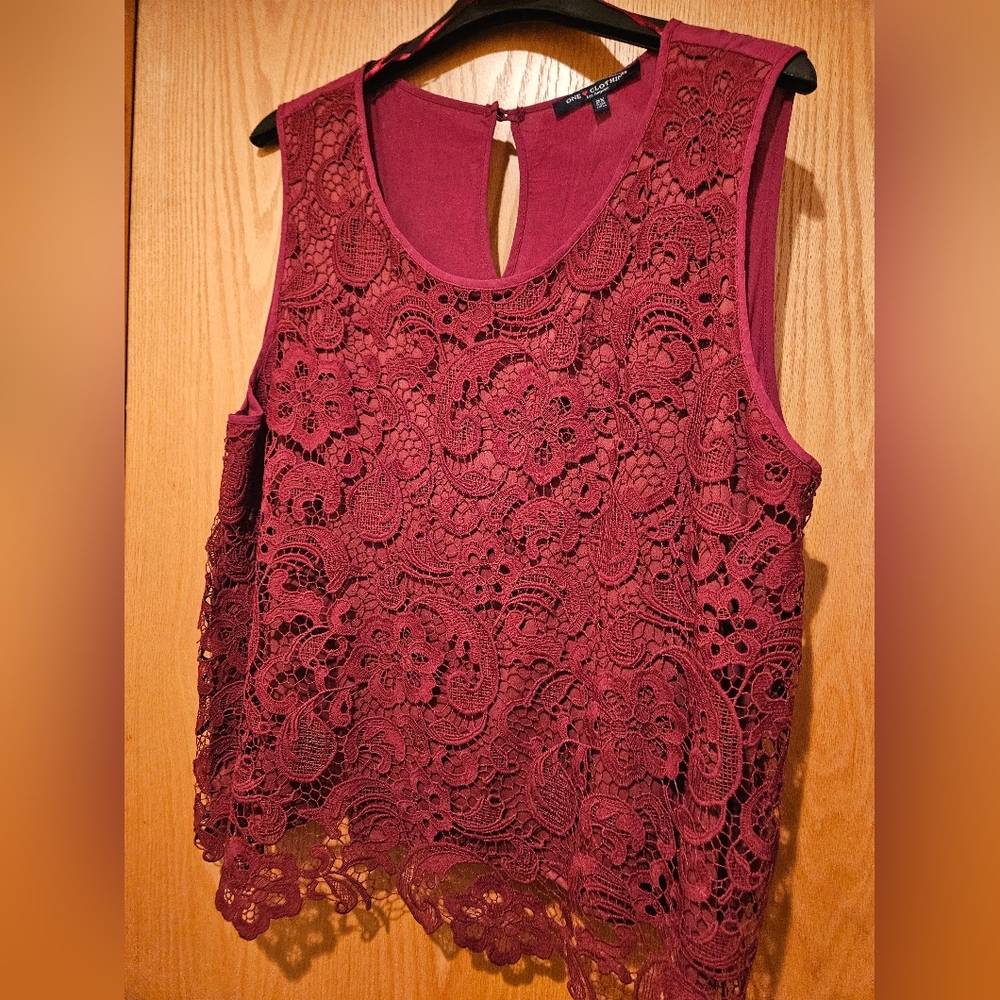 NWT Maroon Lace top